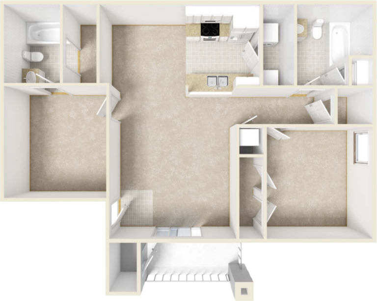 Crosswood Apartments - Rogersville Missouri - 2 Bedroom 2 Bathroom Floor Plan