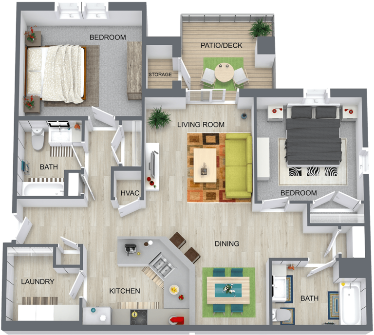 The Homestead at Crosswood - Apartments - Rogersville Missouri - 2 Bedroom 2 Bathroom Floor Plan